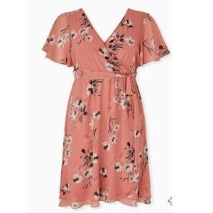 Torrid Dusty Rose Floral Wrap Dress